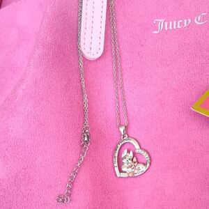 Fox Silvertone Necklace Bale  20" Heart ( I Love You Forever) Chain Jewelry EUC